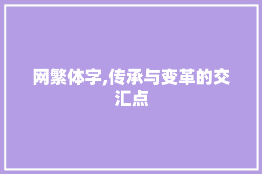 网繁体字,传承与变革的交汇点
