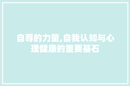 自尊的力量,自我认知与心理健康的重要基石 范文赏析
