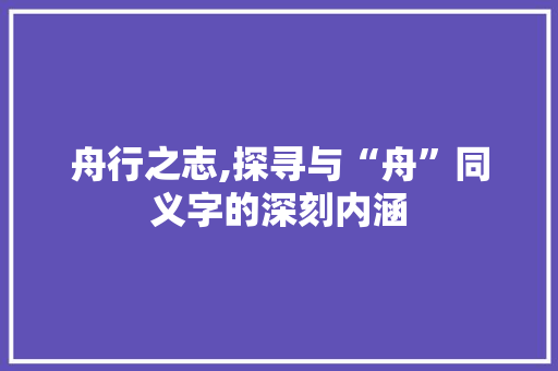 舟行之志,探寻与“舟”同义字的深刻内涵 简历模板