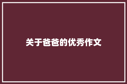 关于爸爸的优秀作文