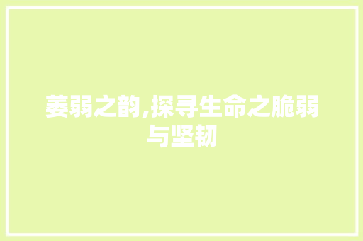 萎弱之韵,探寻生命之脆弱与坚韧