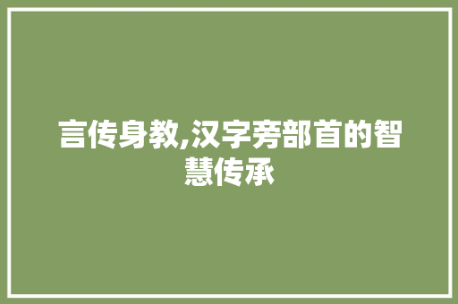 言传身教,汉字旁部首的智慧传承