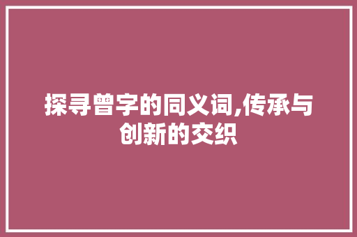 探寻曾字的同义词,传承与创新的交织