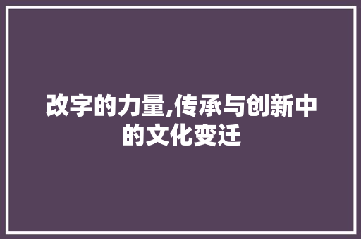 改字的力量,传承与创新中的文化变迁