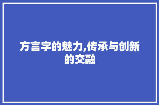 方言字的魅力,传承与创新的交融