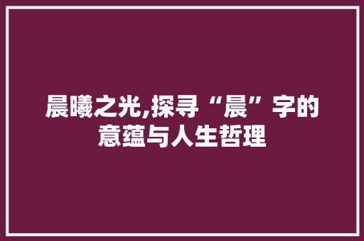 晨曦之光,探寻“晨”字的意蕴与人生哲理