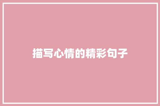 描写心情的精彩句子