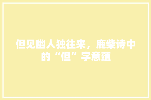 但见幽人独往来，鹿柴诗中的“但”字意蕴