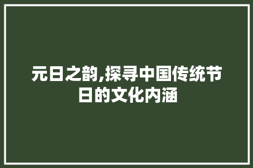 元日之韵,探寻中国传统节日的文化内涵 简历模板