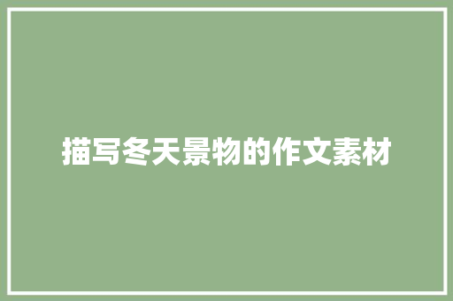 描写冬天景物的作文素材