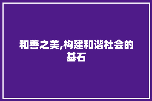 和善之美,构建和谐社会的基石
