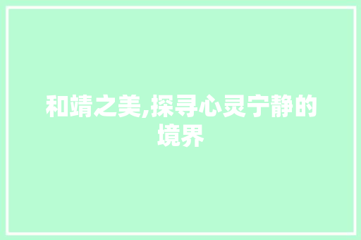 和靖之美,探寻心灵宁静的境界 词汇积累