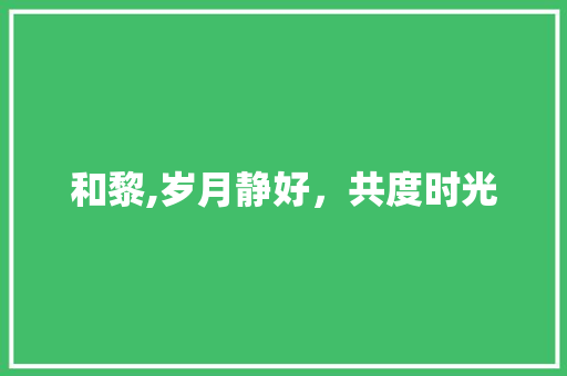 和黎,岁月静好，共度时光 写作社区