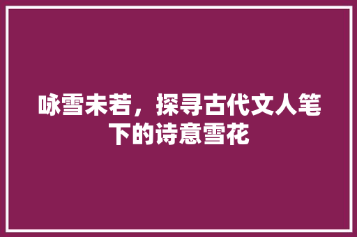 咏雪未若，探寻古代文人笔下的诗意雪花 词汇积累