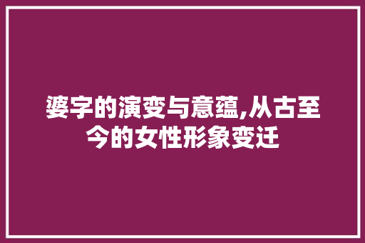 婆字的演变与意蕴,从古至今的女性形象变迁 商业文案