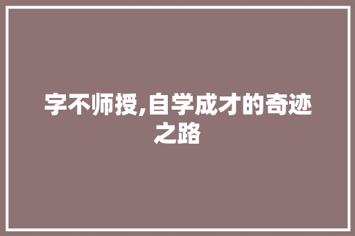 字不师授,自学成才的奇迹之路