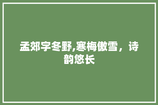孟郊字冬野,寒梅傲雪，诗韵悠长