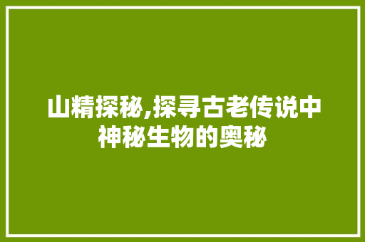 山精探秘,探寻古老传说中神秘生物的奥秘