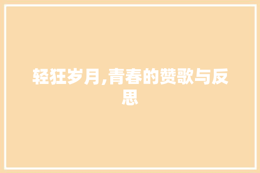 轻狂岁月,青春的赞歌与反思