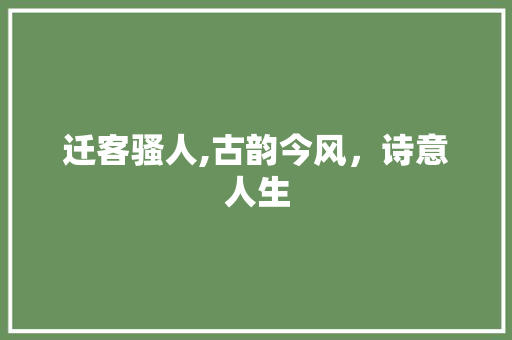 迁客骚人,古韵今风，诗意人生