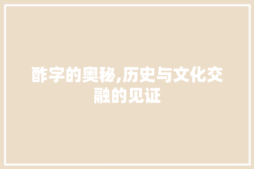 酢字的奥秘,历史与文化交融的见证
