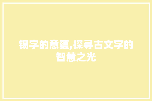 锡字的意蕴,探寻古文字的智慧之光