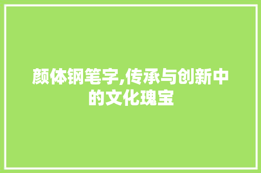 颜体钢笔字,传承与创新中的文化瑰宝