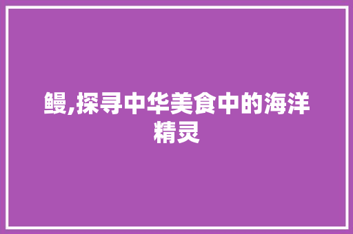 鳗,探寻中华美食中的海洋精灵