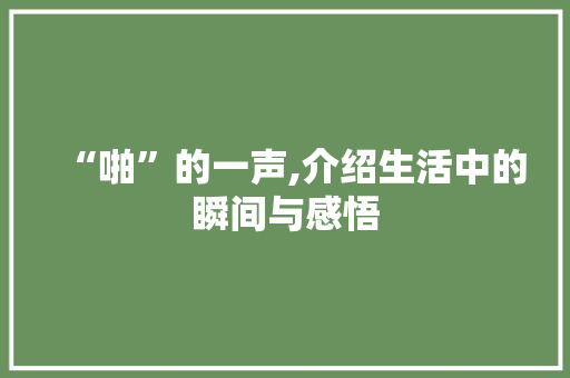 “啪”的一声,介绍生活中的瞬间与感悟