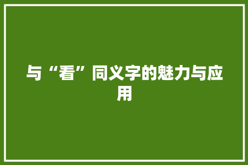 与“看”同义字的魅力与应用
