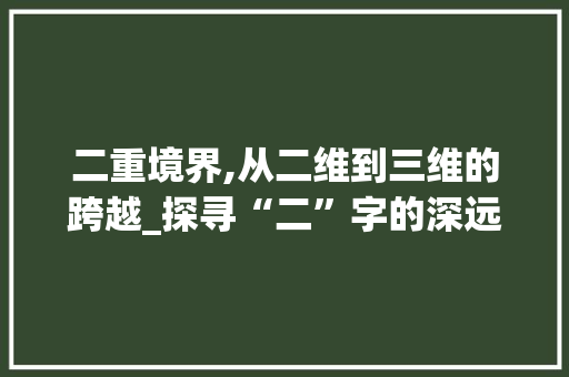 二重境界,从二维到三维的跨越_探寻“二”字的深远内涵 商业文案