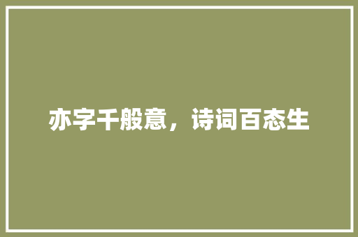 亦字千般意，诗词百态生