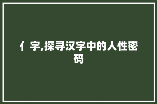 亻字,探寻汉字中的人性密码 写作素材