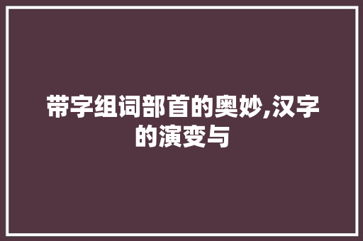 带字组词部首的奥妙,汉字的演变与 报告写作