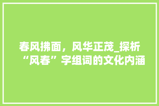 春风拂面，风华正茂_探析“风春”字组词的文化内涵与时代价值 范文赏析