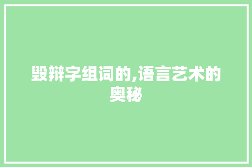 毁辩字组词的,语言艺术的奥秘