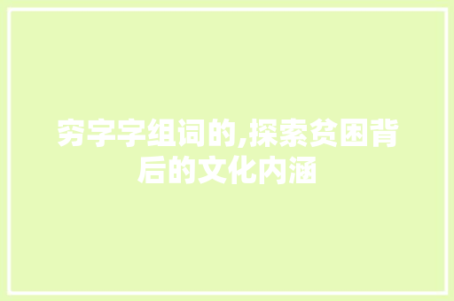 穷字字组词的,探索贫困背后的文化内涵 报告写作