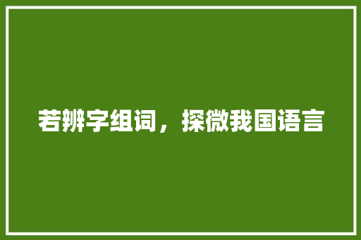 若辨字组词，探微我国语言 写作素材