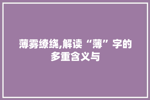 薄雾缭绕,解读“薄”字的多重含义与