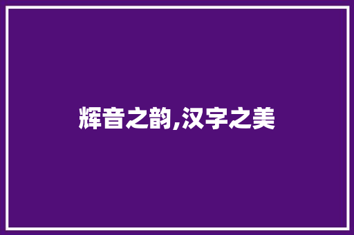 辉音之韵,汉字之美
