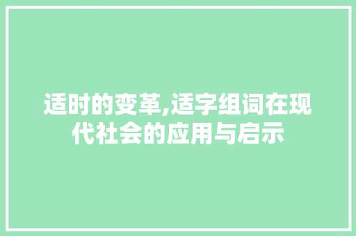 适时的变革,适字组词在现代社会的应用与启示 范文赏析