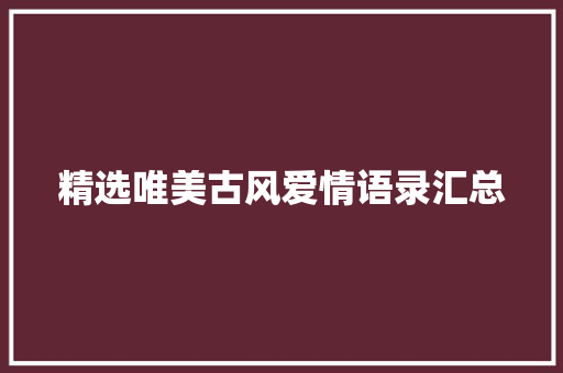 精选唯美古风爱情语录汇总 写作素材