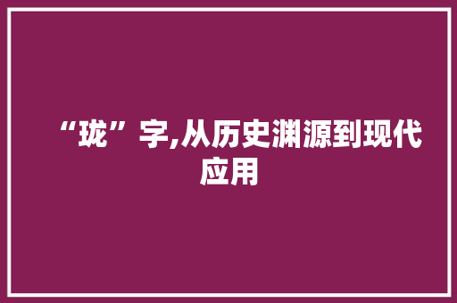 “珑”字,从历史渊源到现代应用 词汇积累