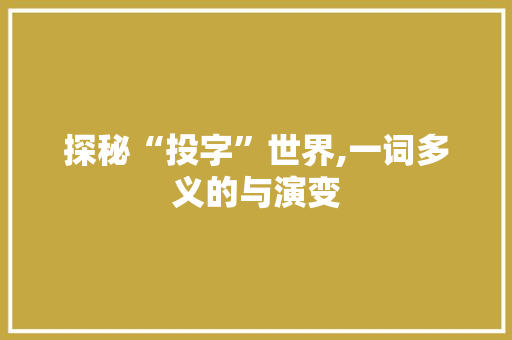 探秘“投字”世界,一词多义的与演变