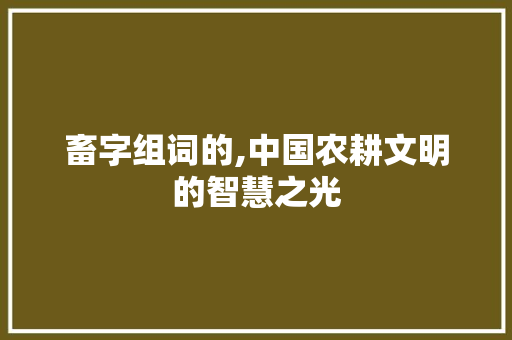 畜字组词的,中国农耕文明的智慧之光
