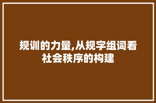 规训的力量,从规字组词看社会秩序的构建