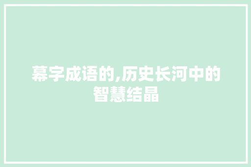 幕字成语的,历史长河中的智慧结晶