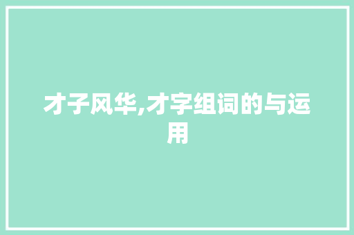 才子风华,才字组词的与运用