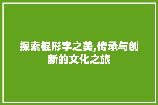 探索棍形字之美,传承与创新的文化之旅