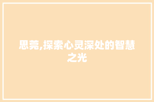 思莞,探索心灵深处的智慧之光
